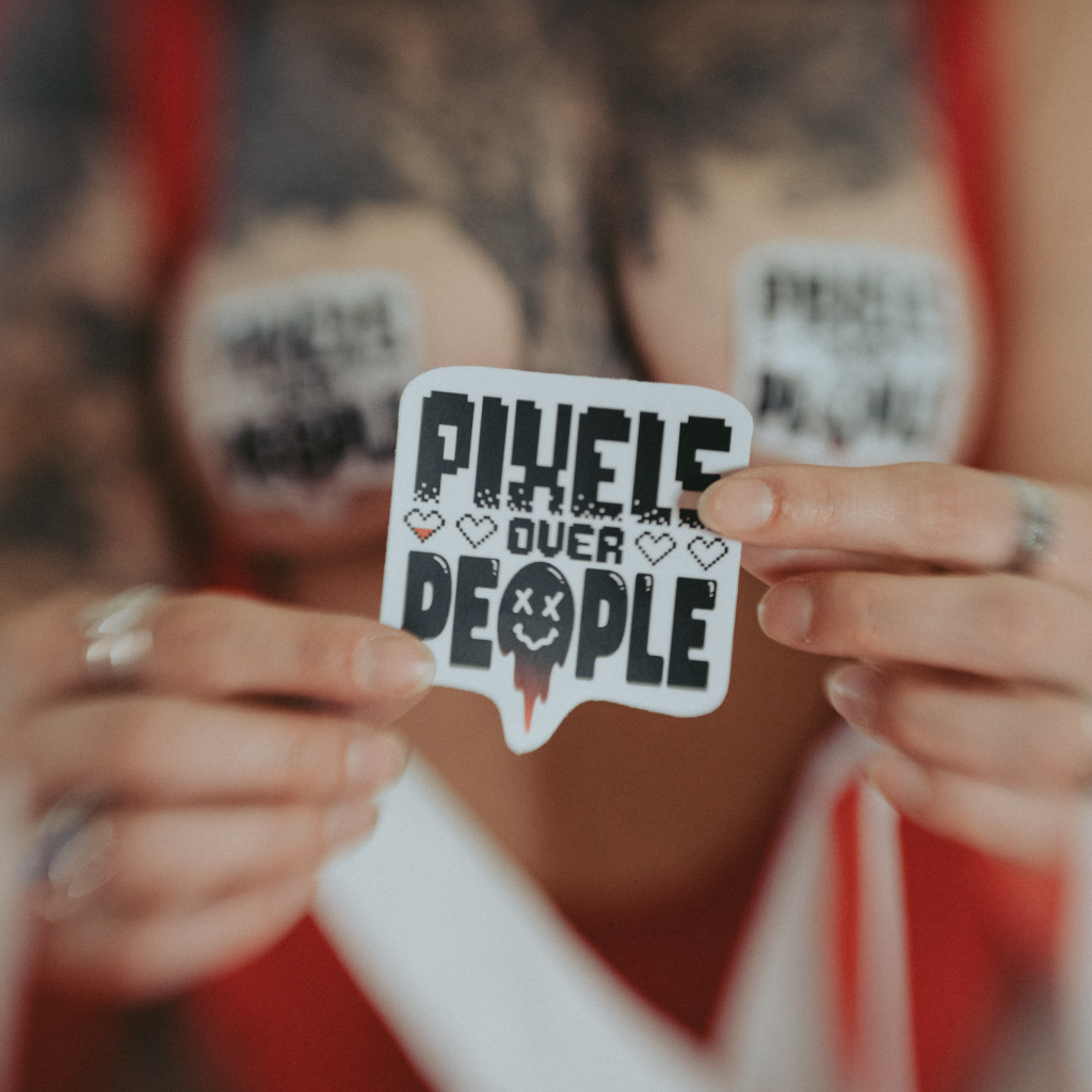 Pixels Over People Die-Cut Stickers